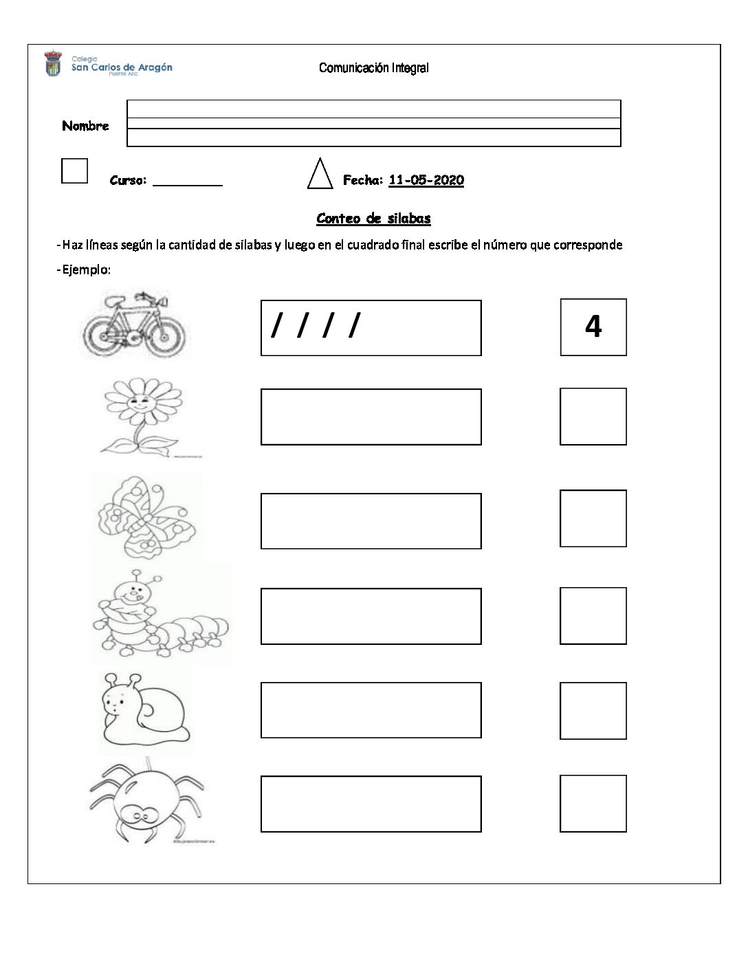 11-05 Conteo de silabas | Colegio San Carlos de Aragón